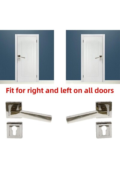 Badem10 Meridian (1 SET) Mâner de ușă de cameră Yale cu insignă pătrată, potrivit pentru dreapta și stânga, nichel satinat