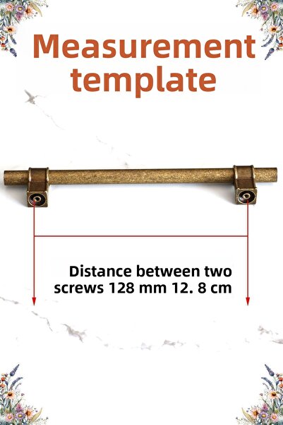 Badem10 Hisar Antique Antique Yellow Metal 128 Mm-12.8 cm Furniture Kitchen Drawer Cabinet Handle Handle Handles