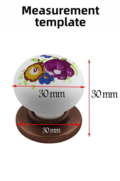 Badem10 Eymen Mâner cu buton polimeric Floral Cupru antic Mobilier Bucătărie Sertar Dulap Mâner Mâner 10 buc