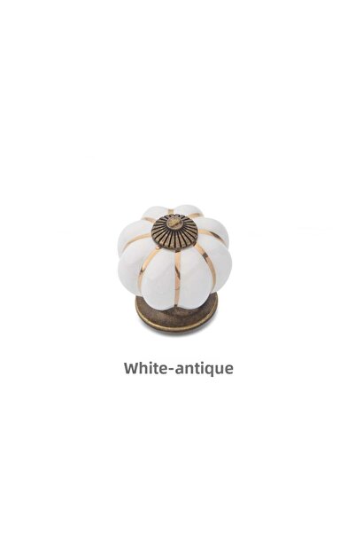 EYM Bud Porcelain Button Single Screw Furniture Cabinet Handle S-105 White-antique - Furniture Handles