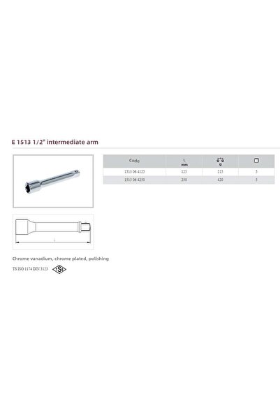 İzeltaş ايزلتاش 1/2 125 ملم ذراع متوسط ​​1513 06 4125