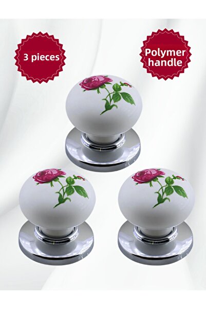 MKLAKS مقبض بلاستيكي بوليمر مع غطاء خزانة درج المطبخ من الكروم، 3 عبوات - تصم...