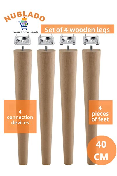 NUBLADO Picior Mobilier Lemn 40 Cm Cu 4 Aparate Masuta de cafea Masa de cafea Puf Taburet Unitate TV Picioare M8.