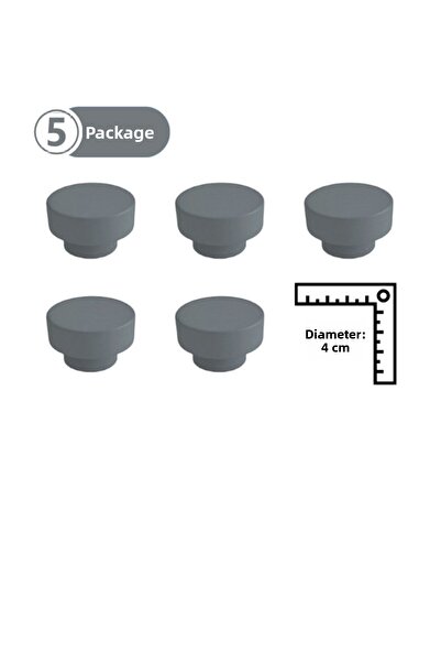 TURUNÇ AKSESUAR 5 Pieces Tiny Gray Round Handles - Baby Kids Teen Room Handle...