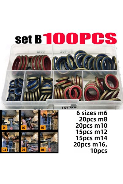 Choice 100PCS M6-M16 100/245pcs Sealing Gasket Set Oil Drain Combined Washer ...