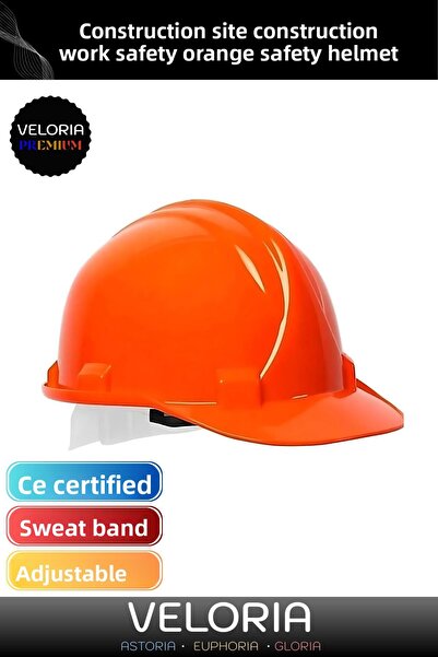 Veloria قبعة أمان برتقالية آمنة قابلة للتعديل لموقع البناء مع شريط العرق المت...