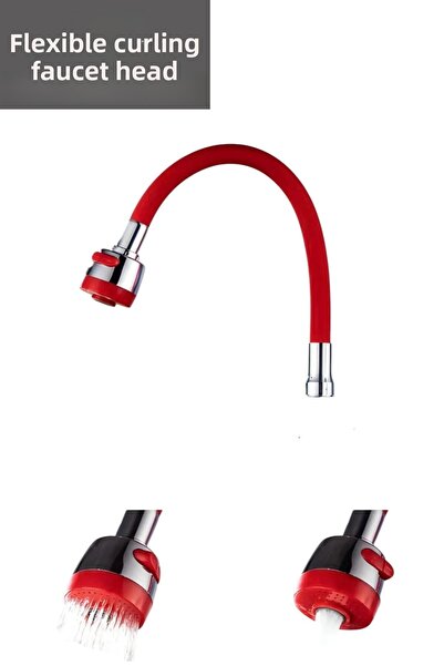 CocoVia صنبور سيليكون مرن ملون قابل للتجعيد - رأس كوبار (أحمر)