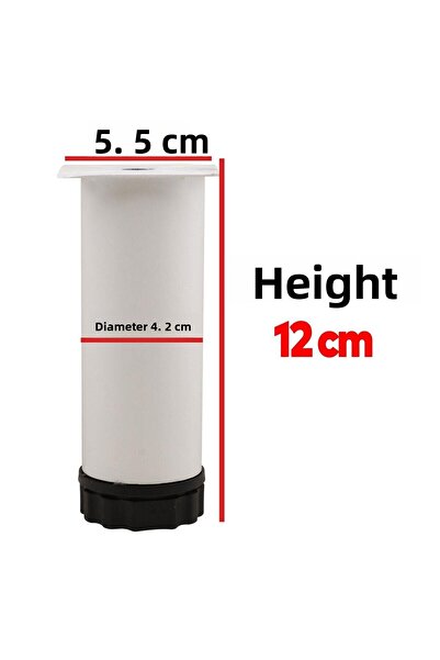 Badem10 Adjustable Furniture Sofa Plinth Armchair Metal Support Riser Leg 12cm White Feet 8 Pcs