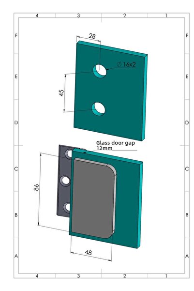 KAHE Glass Door Hinge - Springless Hinge from Wall to Glass C614 Matte Anodized