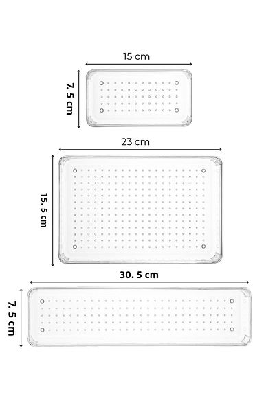 Vienev 9-Pack Clear Organizer - In-Drawer Organizer, 4X(D.Dkdrtgn,K.Dkdrtgn) 1X(O.Dkdrtgn)