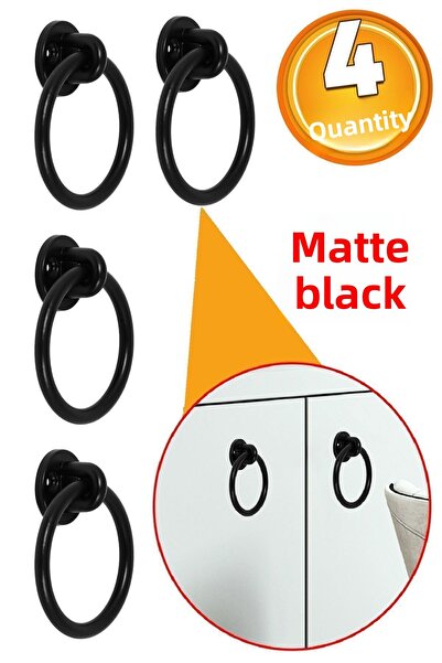 Badem10 Λαβές ντουλαπιού με ελατήριο, μαύρο μεταλλικό δαχτυλίδι (4 ΤΕΜ.) Έπιπλα Συρτάρι κουζίνας