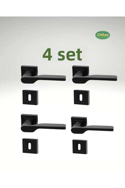 ÇİTAŞ Mâner pentru ușă de cameră cu inscripție pătrată neagră mată 4 seturi