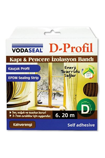 Vodaseal 6.20 m Brown Door Window Insulation Tape - Rubber Profile, Adhesive