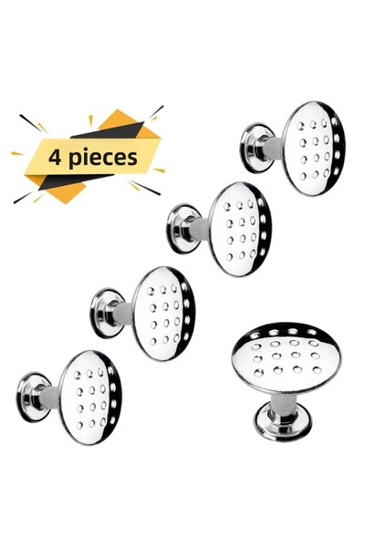 Badem10 Dulap cu butoane cu puncte, butoane din metal cromat și mânere circulare (4 bucăți)