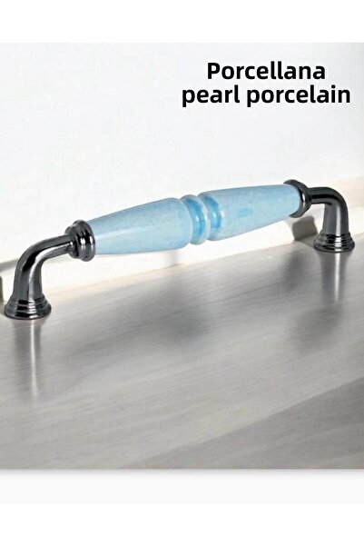 Porcellana Perla 96mm -Porcelain -Metal Furniture Handle Cabinet Drawer Bathroom Child Handle Handle Kulb-İnci96-Stk3317