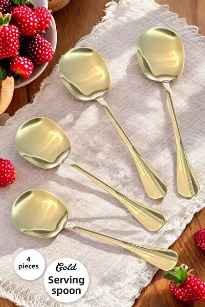 Berdina Home Set of 4 Gold Serving Spoons Stainless Steel Luxury Salad Dumpli...