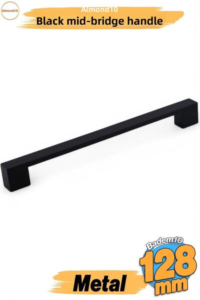 Badem10 Punte mijlocie (128 mm - 12,8 cm) Mobilier din metal negru Sertar de bucătărie Dulap dulap Mâner Mâner Mâner