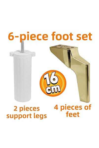 Badem10 Set Logan de 6 - Unitate TV, Canapea extensibilă, Suport pentru canapea, Picioare aurii de 16 cm, șuruburi M8