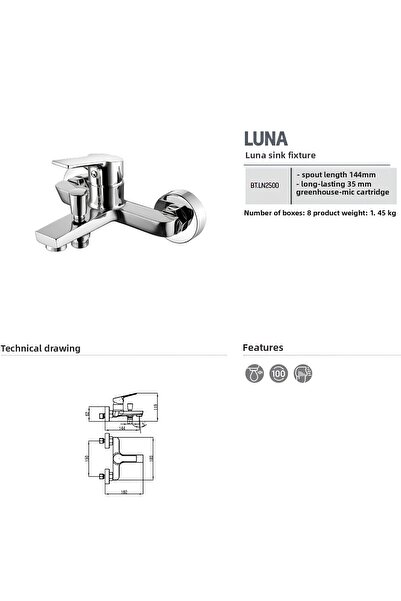 Creavit Luna Bathroom Faucet and Sh630 Overhead Shower System