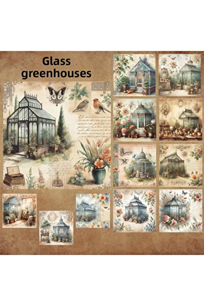 Pink Swan Craft مجموعة ملصقات سجل القصاصات المكونة من 12 قطعة من الدفيئات الز...