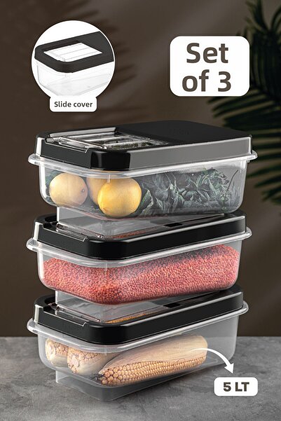 Meleni Home Set of 3 Multibox 5 lt Pulses Storage Container