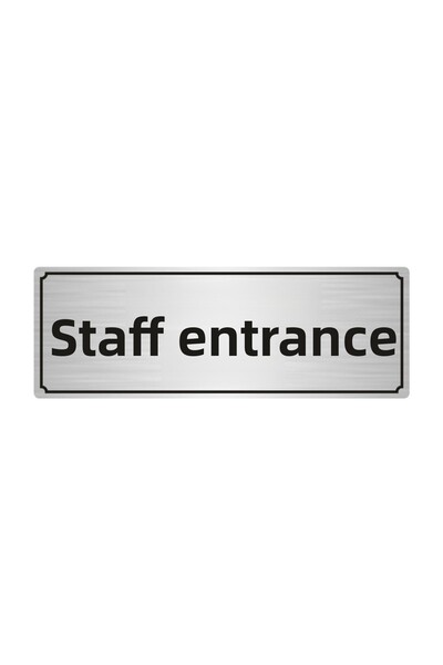 Özarslan Dizayn Staff Entrance Direction Sign 5Cmx20Cm Silver Color Metal