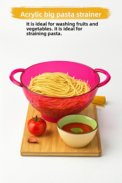 EWs Acrylic Pink Pasta Strainer & Vegetable Fruit Strainer