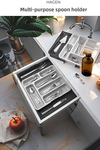 Hagen منظم أدراج أدوات المائدة قابل للتعديل، منظم أدوات المائدة، جودة ممتازة