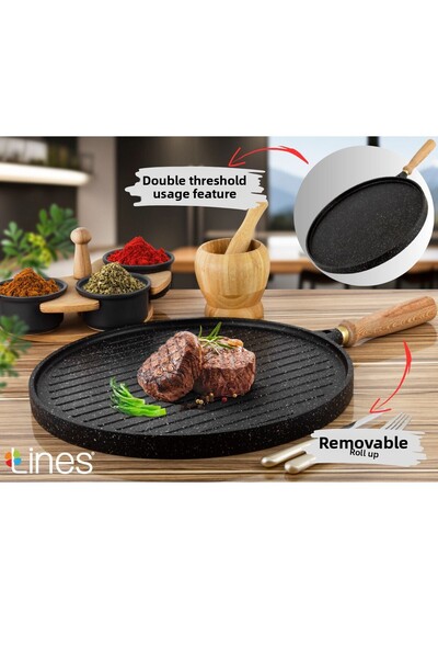 Lines 36cm Bidirectional Granite Cast Seal- Pancake Pan