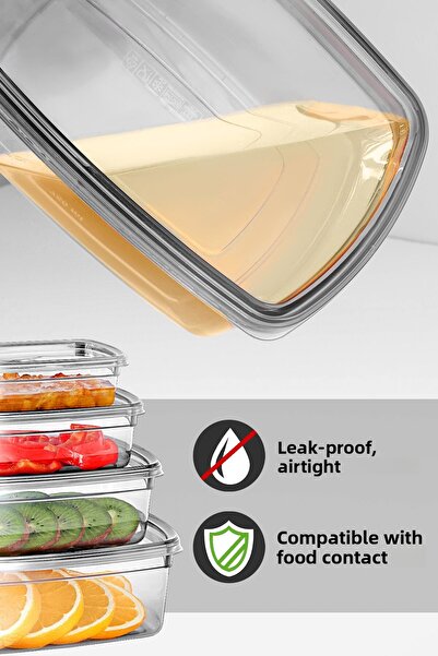 Meleni Home 4-Piece Anthracite Color Leak Proof Storage Set - Organizer Organizer Food Container 1X(225-430-750-1220)Ml