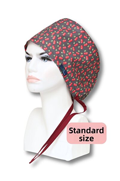 doktorbonem Стандартен размер, с черешови мотиви, димно сива хирургическа шап...