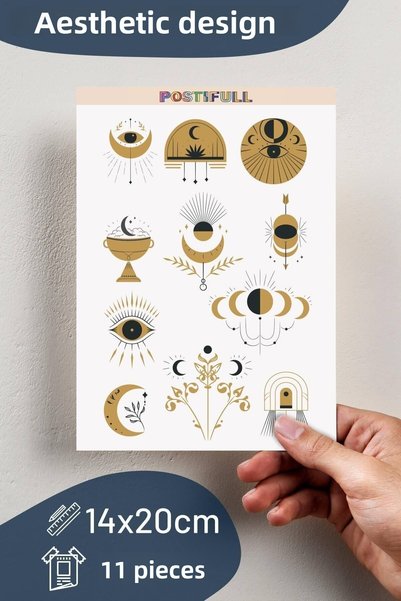 Postifull Sticker Set - Adhesive Boho Aesthetic Sticker Set - Phone, Tablet, Notebook, Laptop Sticker