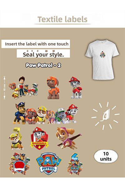AGG Reklam ملصق ملابس يلتصق بالكي Paw Patrol-2 مجموعة من 10 قطع