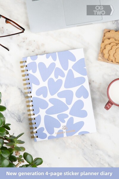 OGTWO Премиум дневник с размер 17x24 cm, със стикери, без срок на годност, новогодишен подарък, седмичен и дневен планирач