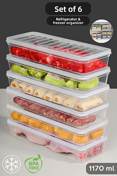 Meleni Home Microwave-Compatible Storage Container with 6 Clear Lids - Organi...