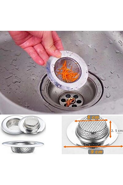 Neler Geldi Neler مصفاة حوض ستانلس ستيل كبيرة الحجم 9 سم - مصفاة حوض - مصفاة حوض
