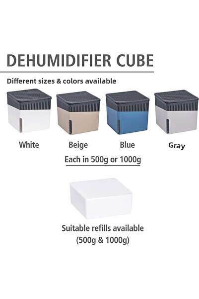 Wenko Nem Alma Cihazı Küpü 500 G Kapasite: 0,8 L, Abs, 13 X 13 X 13 Cm, Açık Gri
