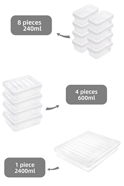 Meleni Home 13 Piece Transparent Lid Microwave Compatible Storage Container Set - Organizer Organizer Food Storage Container