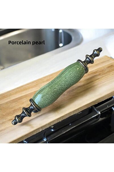 Porcellana Perla (6,4CM)- VERDE - Mâner de mobilier din metal din porțelan Mâner dulap sertar Bucătărie Mâner pentru copii -Asos64mm