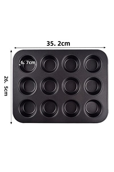 Chavin Carbon Steel 12 Pcs Muffin Cupcake Cake Baking Mold Cin800Sy