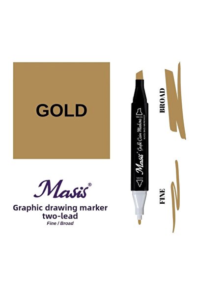 Masis قلم تحديد ذو طرفين ذهبي