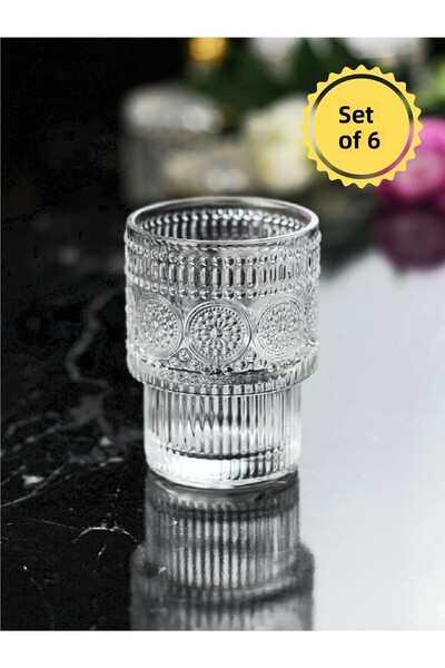 İnova Home Decor 6-Piece Günes Hill Model Glass Set - 210 ml Short Drinking Set