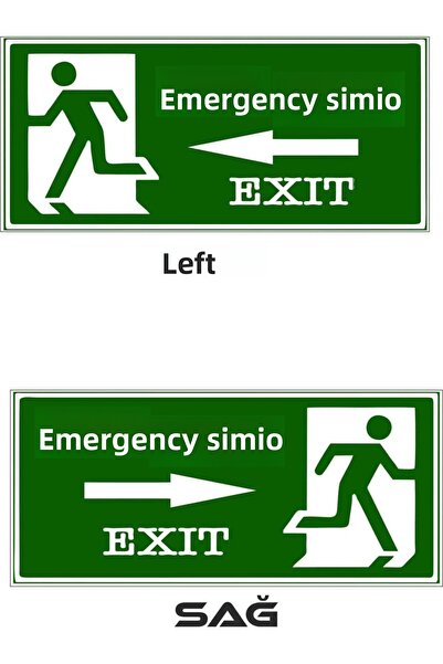sıradışıhediyem علامة توجيه معدنية للخروج في حالات الطوارئ يمين يسار قطعتين 2...