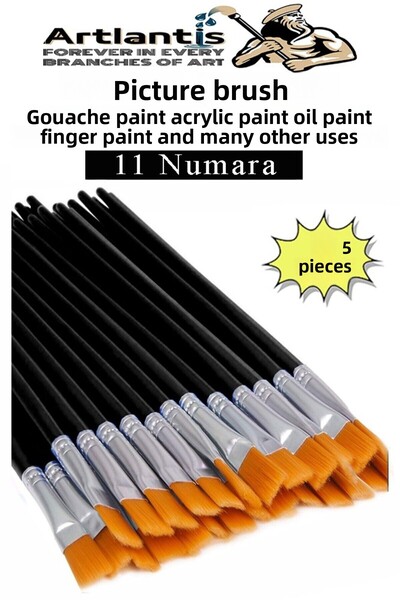 Artlantis Paint Brush 11 Number 5 Pcs Flat Tip Synthetic Art Brush Economic W...