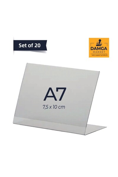 DamgaMarket حزمة من 20 قائمة PVC من النوع A7 - حامل سطح المكتب أفقي، شفاف، 7....