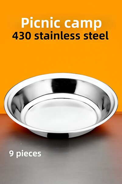 Metler مجموعة أطباق من الفولاذ المقاوم للصدأ |   طبق تخييم ونزهة مكون من 6 قط...