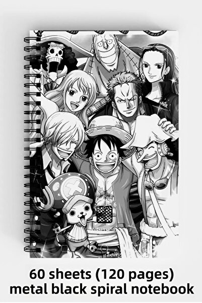 Anime Marketi دفتر ملاحظات ذو غلاف صلب مقاس A5 بتصميم قطعة واحدة 120 ورقة