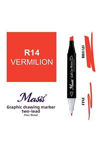 Masis قلم تحديد مزدوج الأطراف 14 فيرميلون