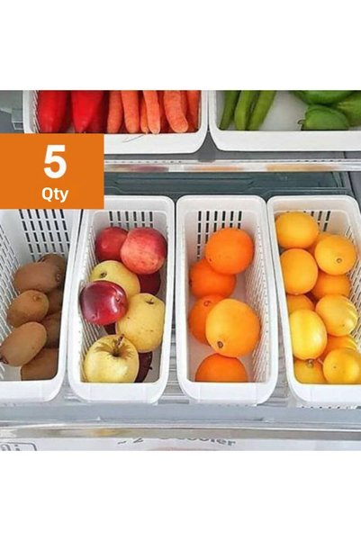Silkyreal 5 Pieces White Editing Basket, Refrigerator and Cabinet Interior Organization Set