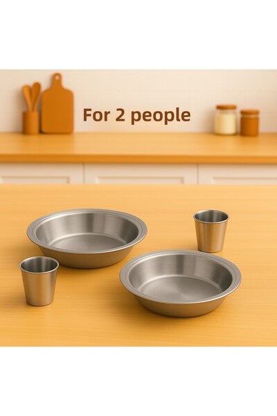 Metler 20 cm Stainless Steel Plate + Stainless Steel Cup |   2 Person Camping...